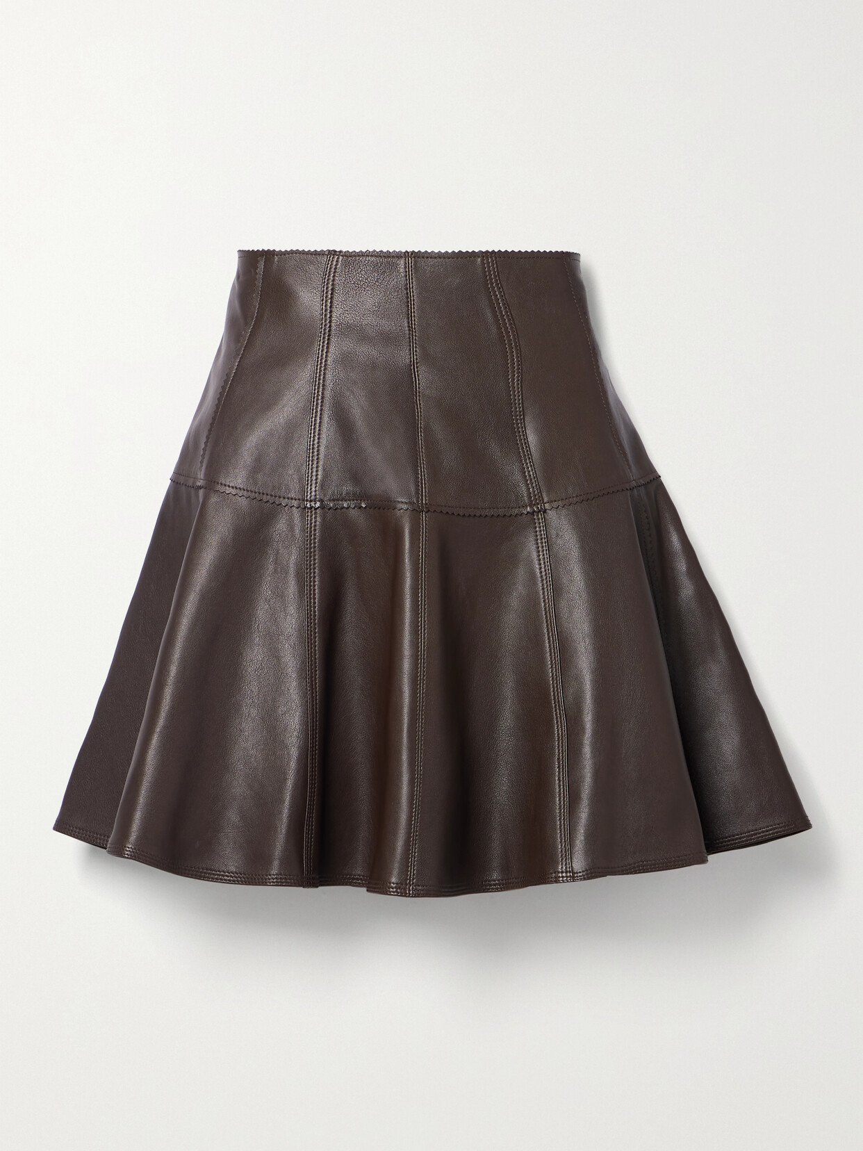 ULLA JOHNSON KIARA PANELED LEATHER MINI SKIRT