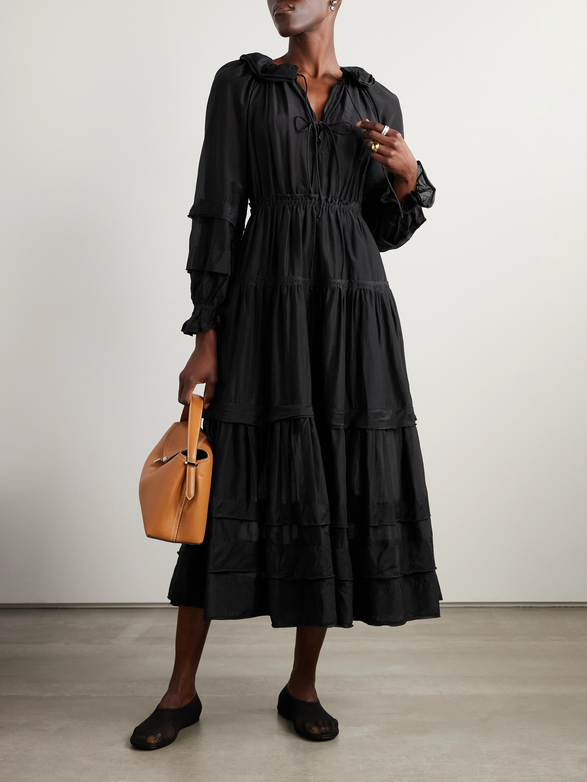 Ulla Johnson Ethel tiered cotton and silk-blend voile midi dress thumbnail