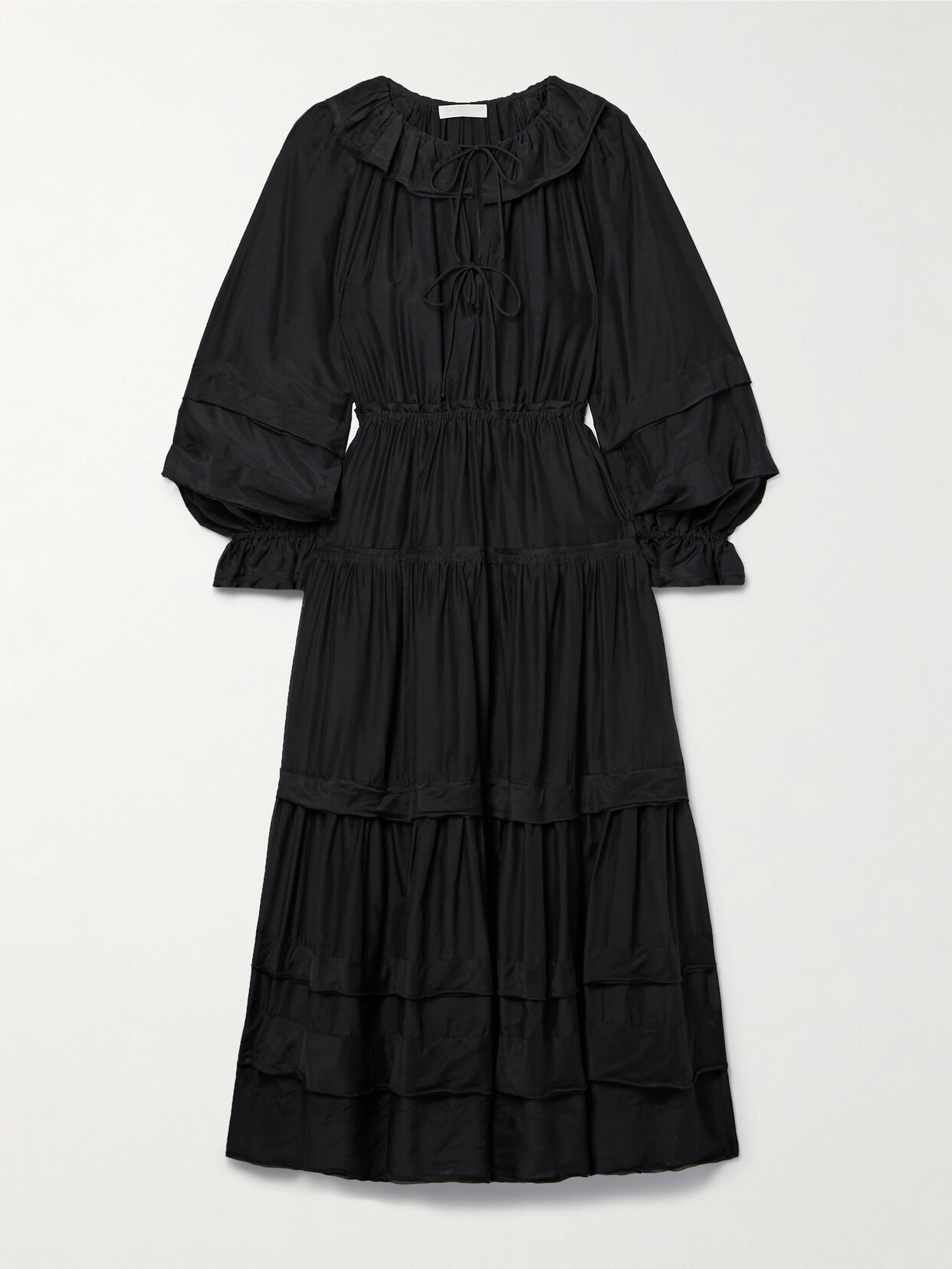 Ulla Johnson - Ethel Tiered Cotton And Silk-blend Voile Midi Dress - Black