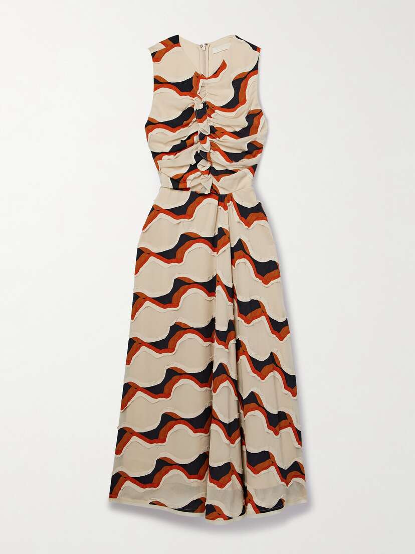 Ulla Johnson Cruz Ruffled Printed Devoré-chiffon Midi Dress