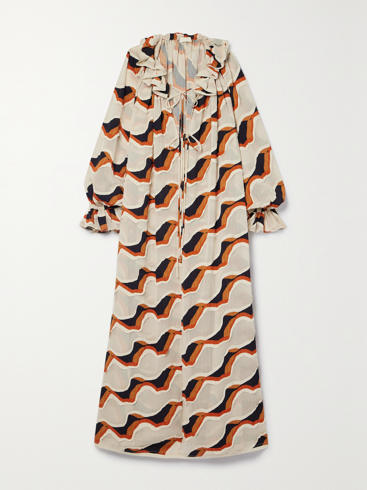 Ulla Johnson Echo Oversized Ruffled Printed Devoré-voile Maxi Dress - Neutrals