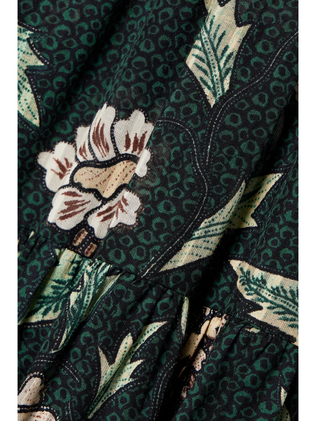 ULLA JOHNSON KATERINA TIERED FLORAL-PRINT COTTON-VOILE MIDI DRESS