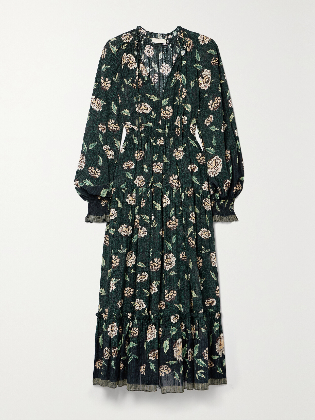 Ulla Johnson - Katerina Tiered Floral-print Cotton-voile Midi Dress - Black