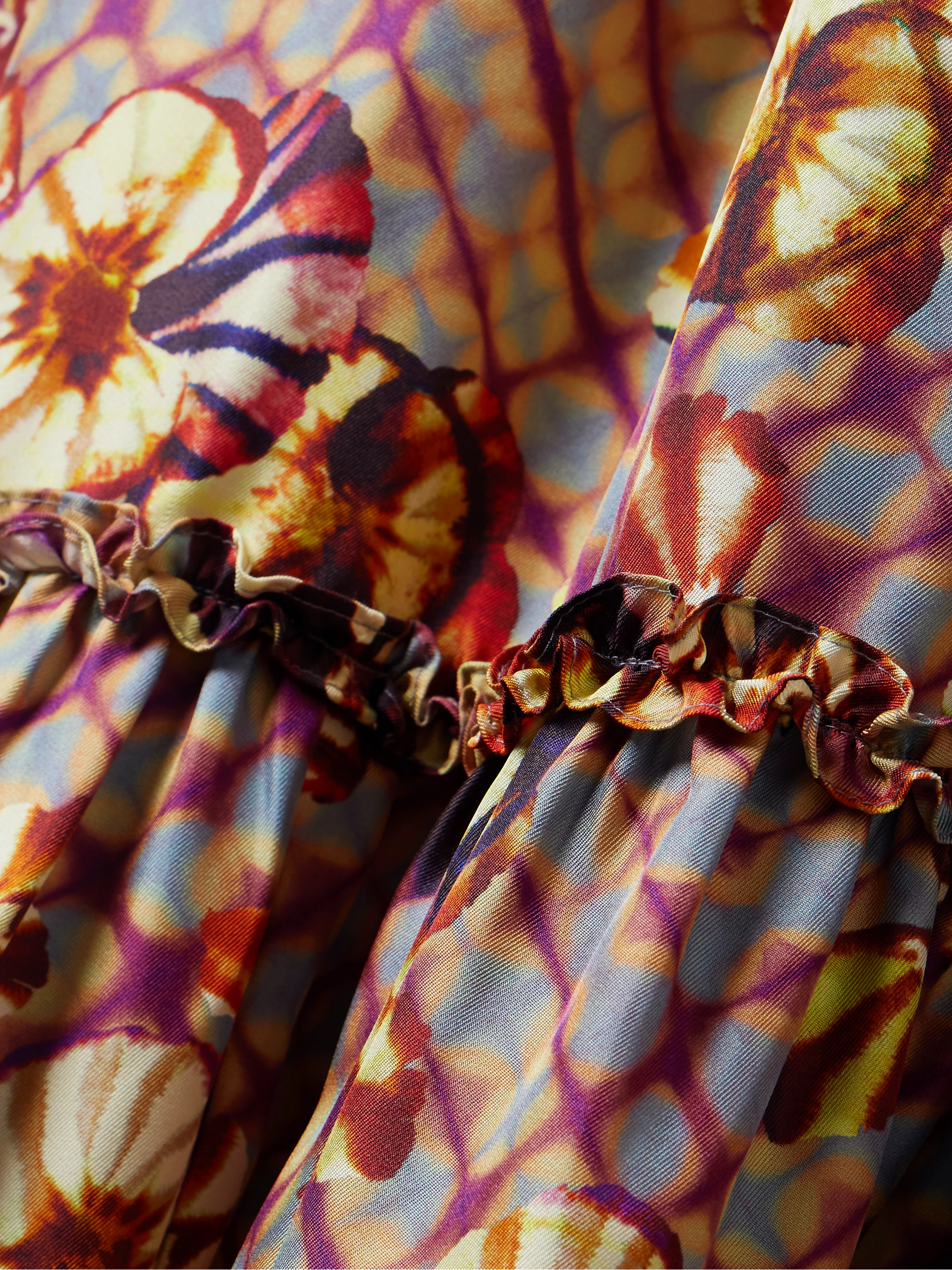 Ulla Johnson Anastasia lace-up printed silk-habotai midi dress thumbnail