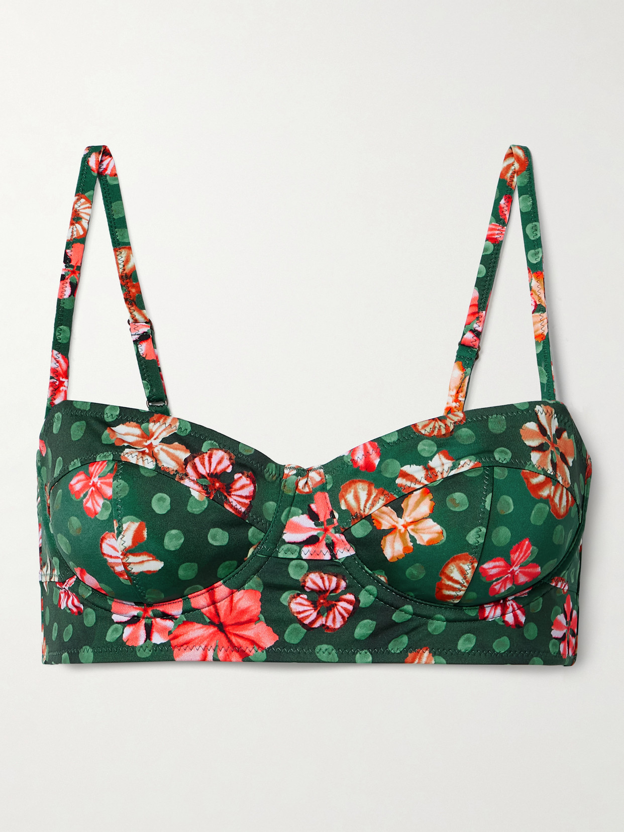 Ulla Johnson - Zahara Printed Underwired Bikini Top - Green