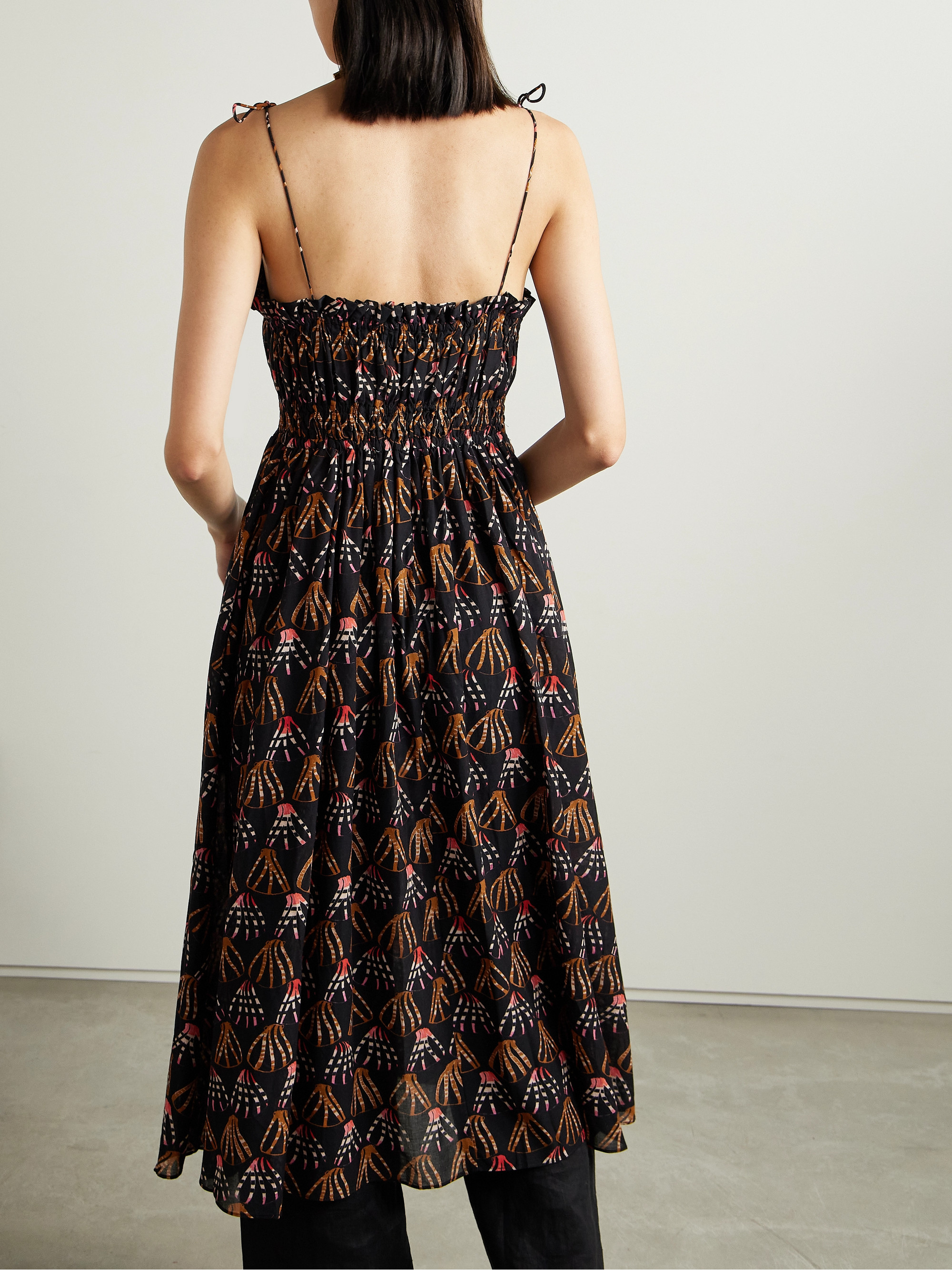Ulla Johnson Asli ruffled printed cotton-blend voile midi dress thumbnail