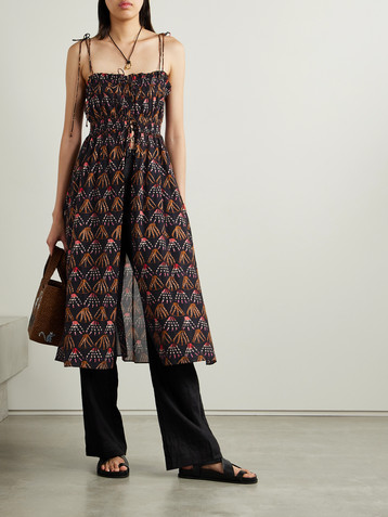 Ulla Johnson Asli ruffled printed cotton-blend voile midi dress