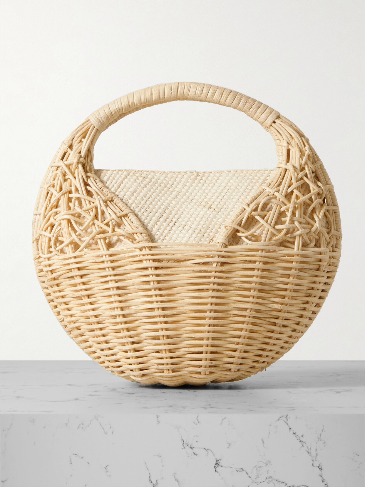 Shop Ulla Johnson Sea Shell Leather-trimmed Raffia Tote In Neutrals