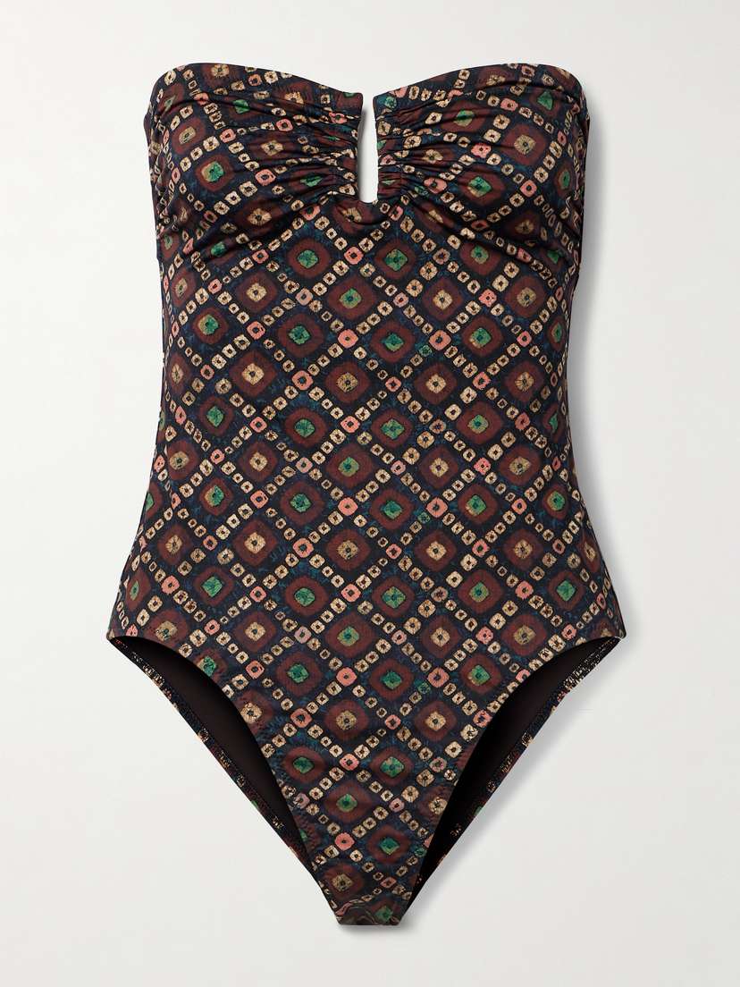 Ulla Johnson Monterey Strapless Printed Swimsuit
