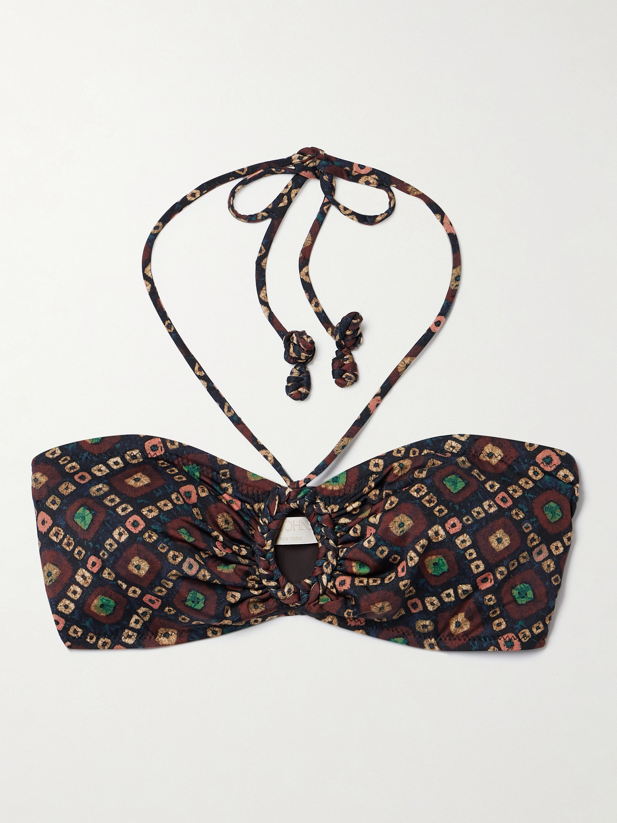 Ulla Johnson - Flynn Cutout Printed Halterneck Bikini Top - Metallic