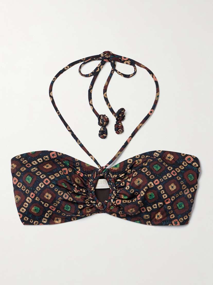 Ulla Johnson Flynn Cutout Printed Halterneck Bikini Top