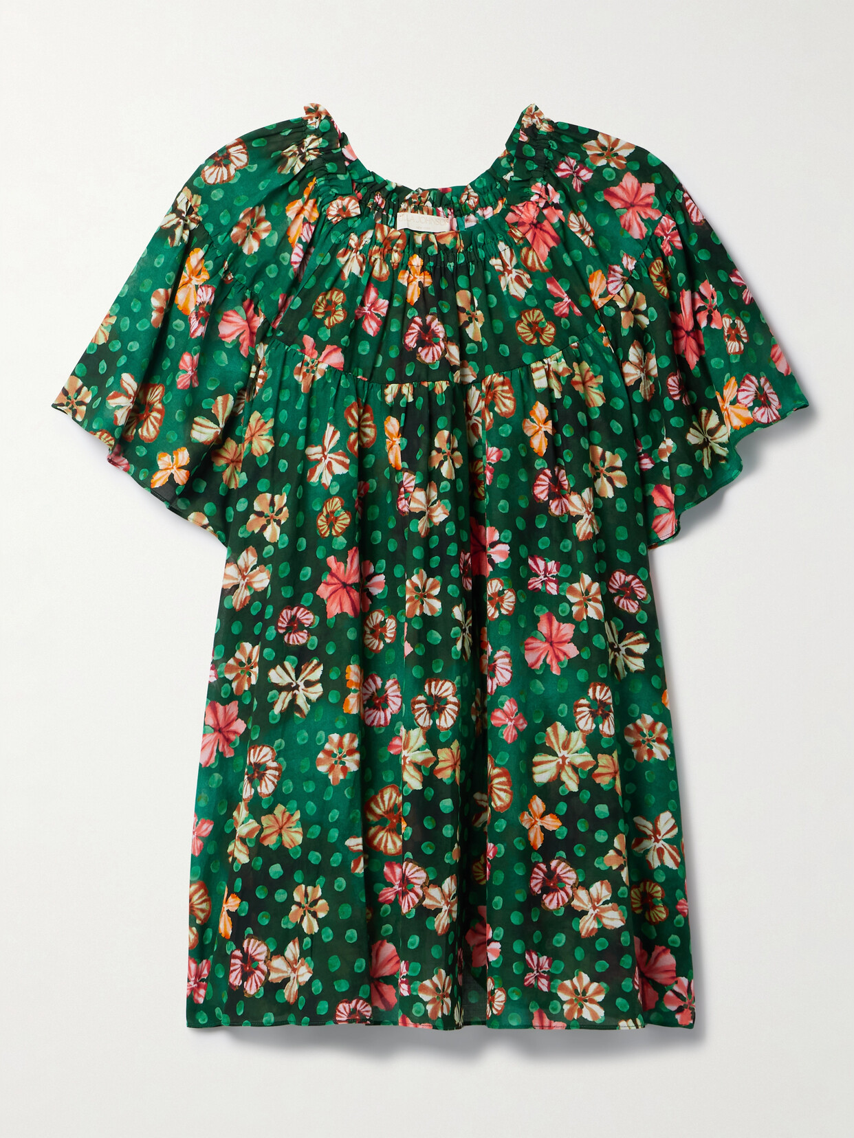Ulla Johnson - Gallia Printed Cotton-blend Voile Mini Dress - Green
