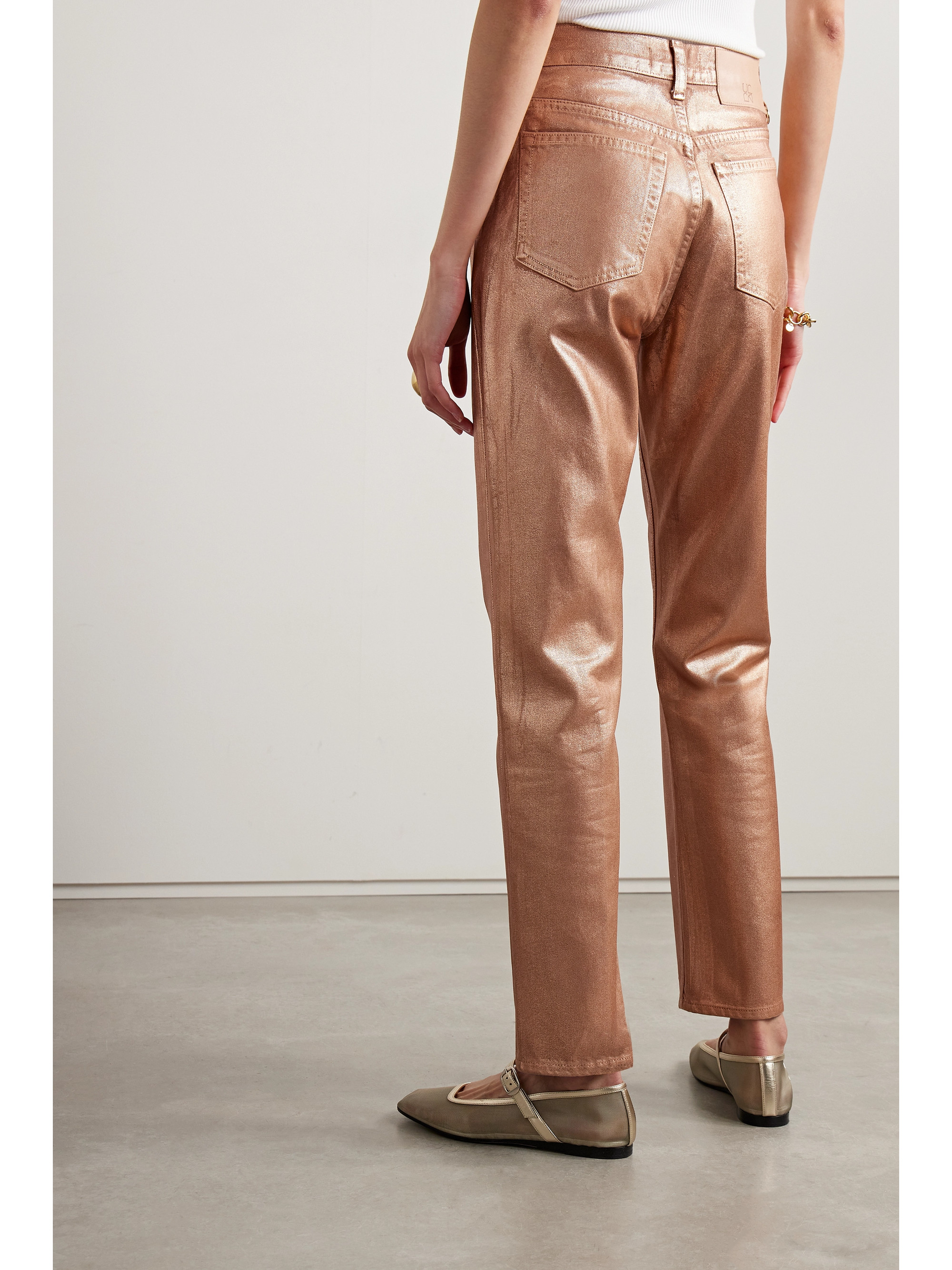 Ulla Johnson The Agnes high-rise straight-leg metallic jeans