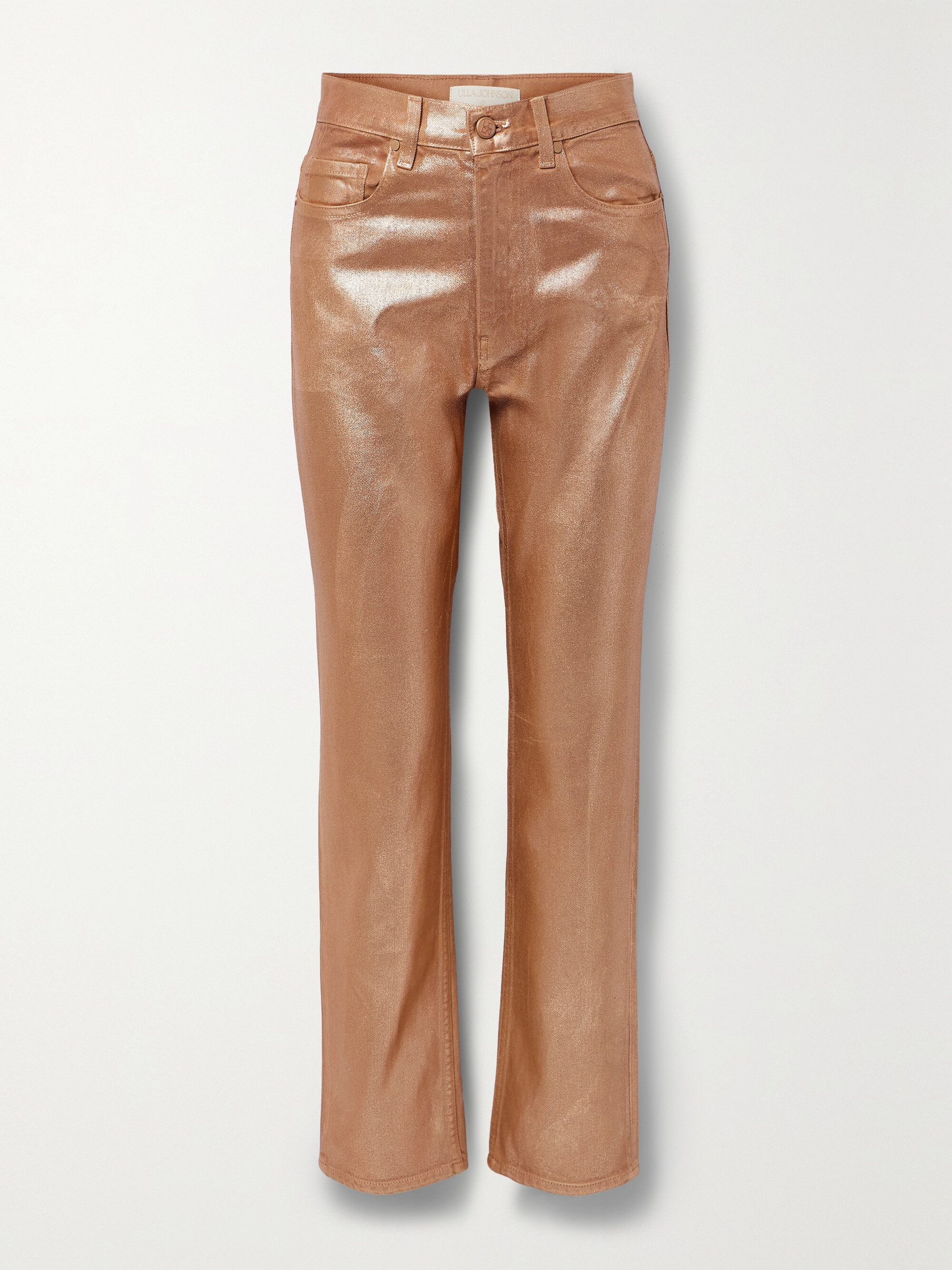Ulla Johnson The Agnes high-rise straight-leg metallic jeans