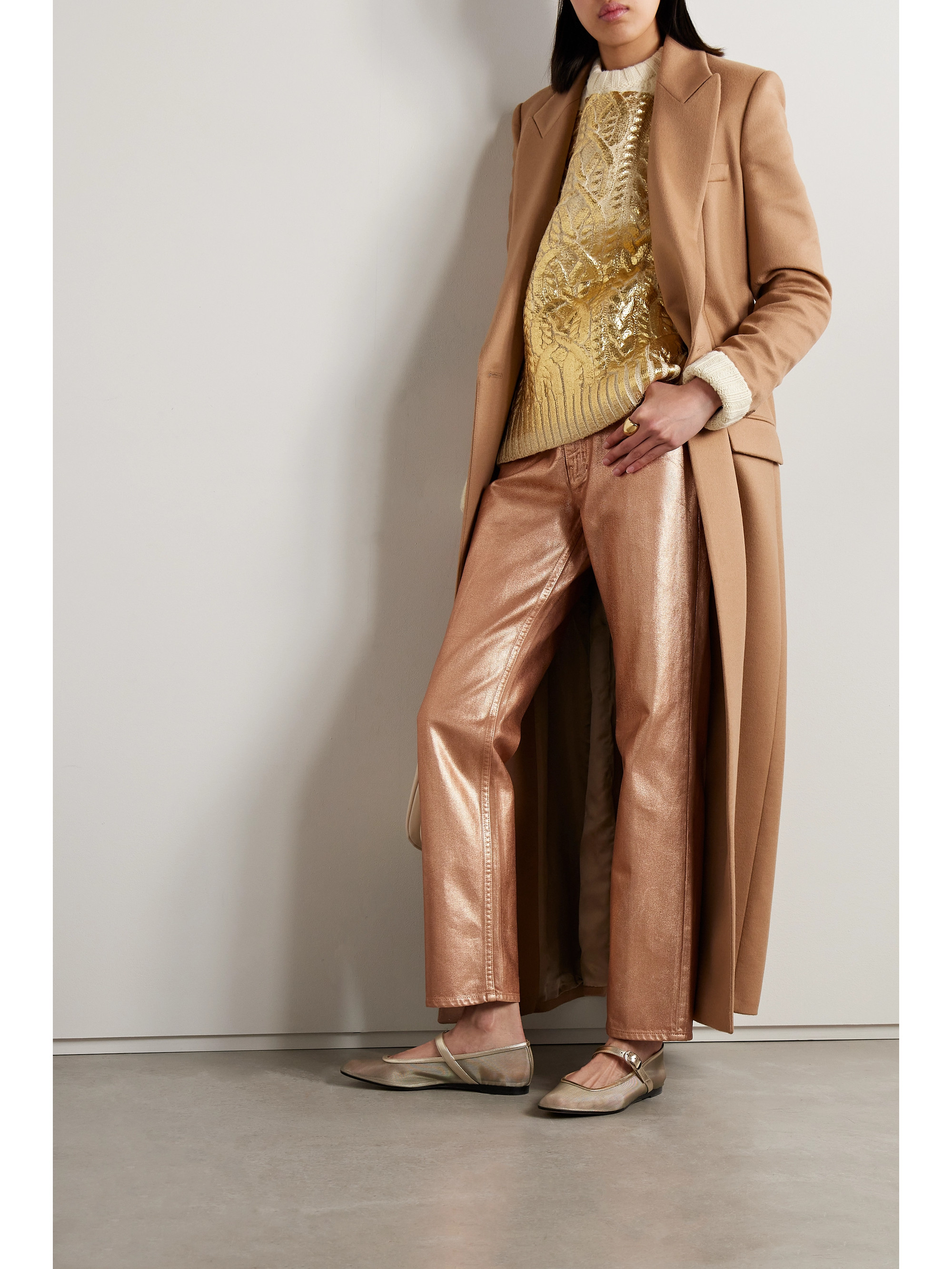 Ulla Johnson The Agnes high-rise straight-leg metallic jeans