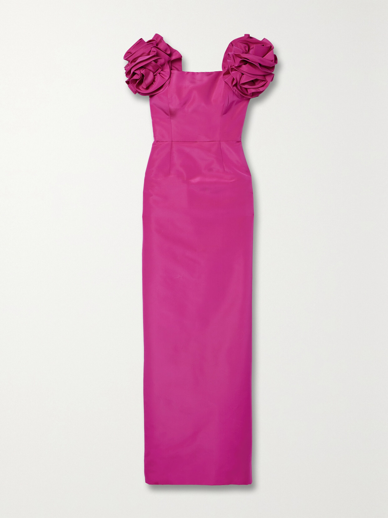 Shop Carolina Herrera Off-the-shoulder Appliquéd Silk-faille Gown In Pink