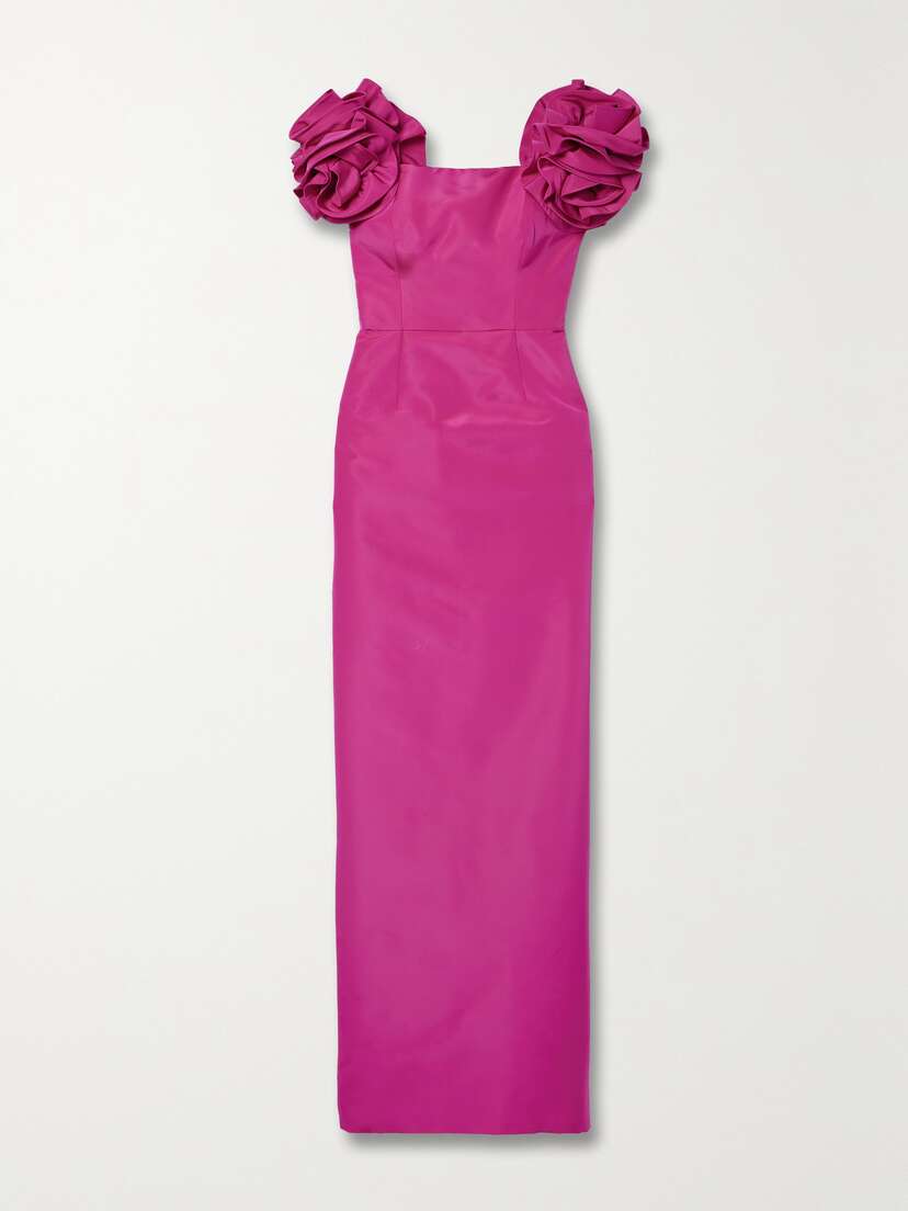 Carolina Herrera Off-the-shoulder Appliquéd Silk-faille Gown