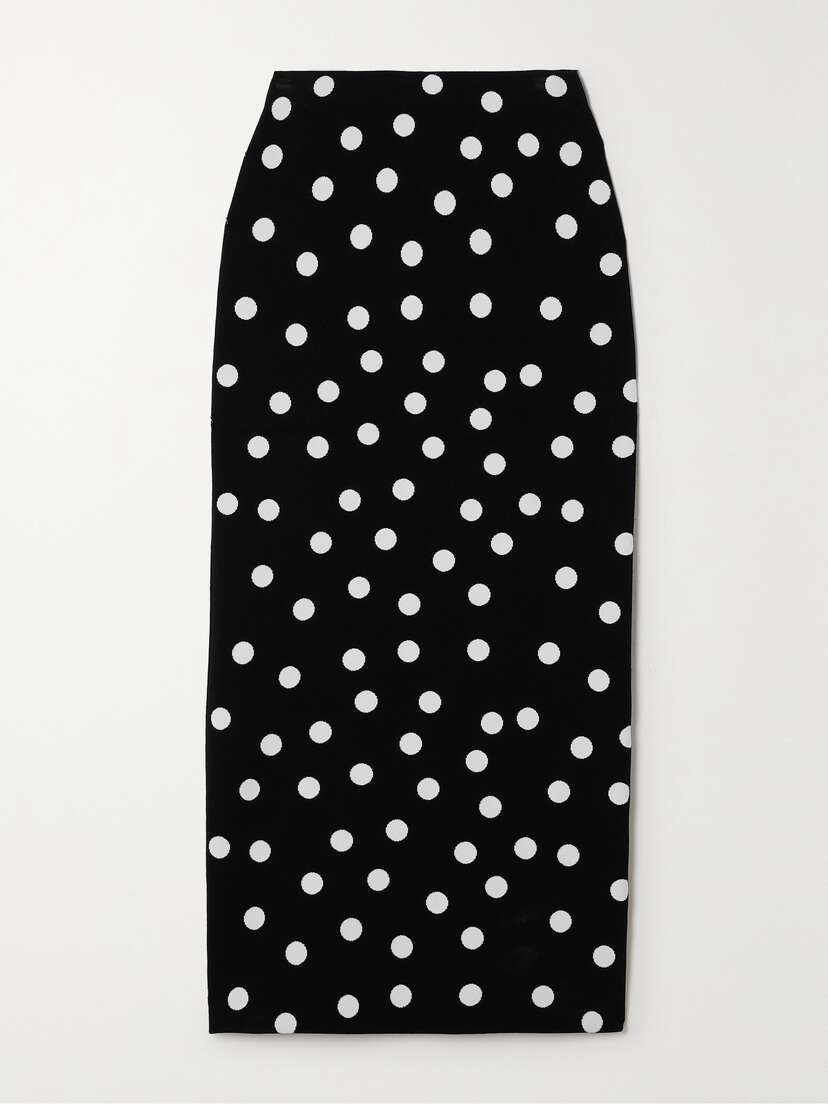 Carolina Herrera Polka-dot Stretch-knit Midi Skirt - x large