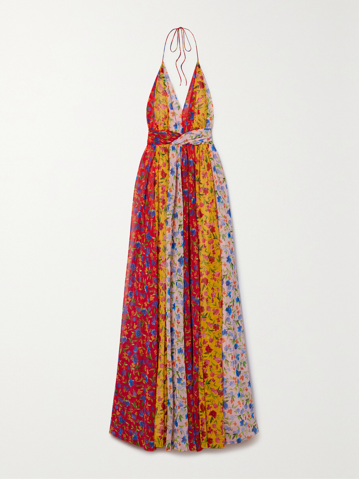 Carolina Herrera Floral-print Georgette Halterneck Maxi Dress In Multi