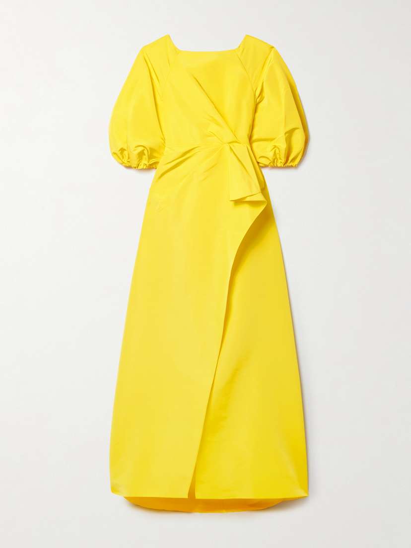 Carolina Herrera Wrap-effect Draped Silk-faille Gown