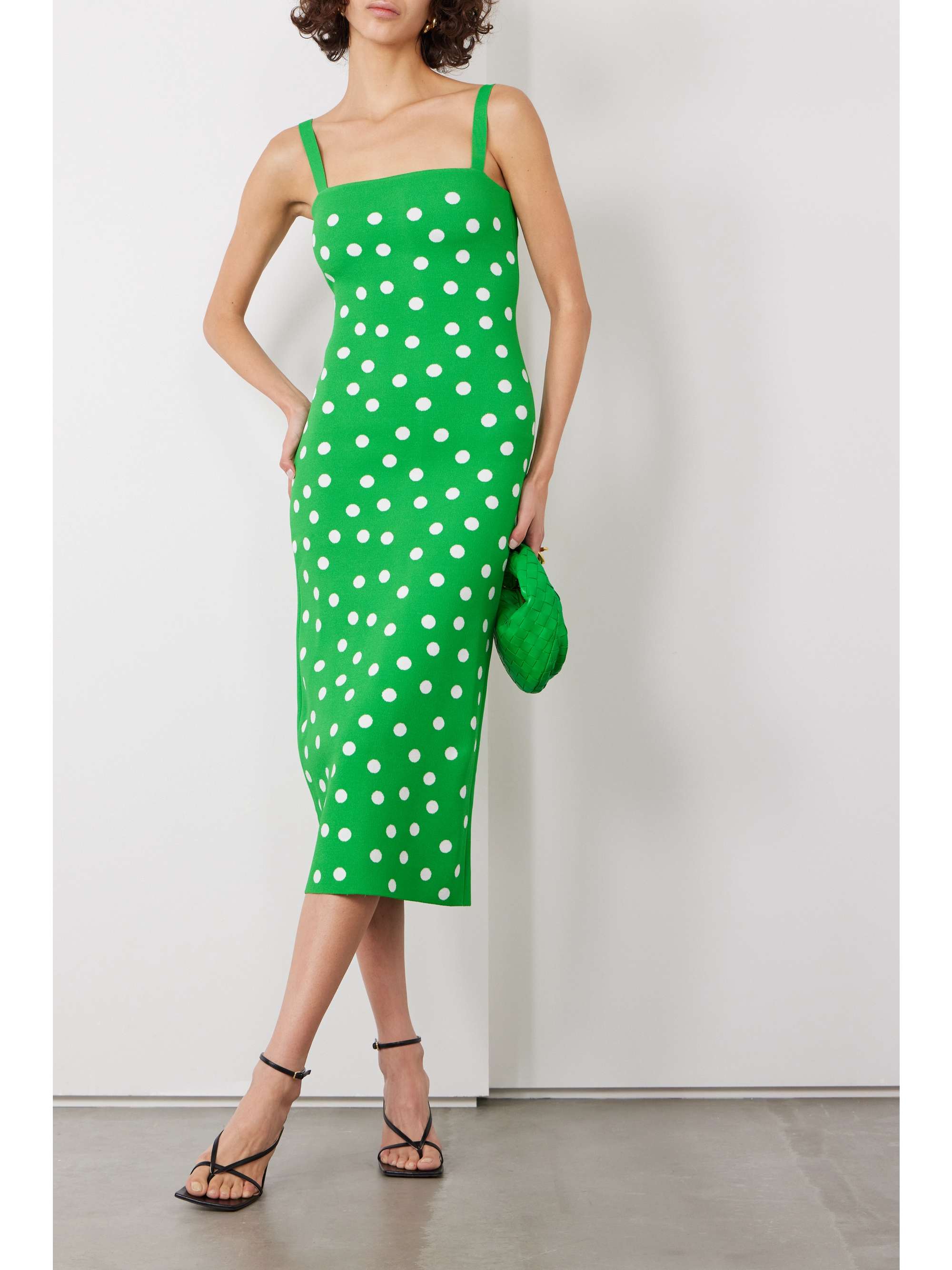 CAROLINA HERRERA Polka-dot knitted midi dress | NET-A-PORTER