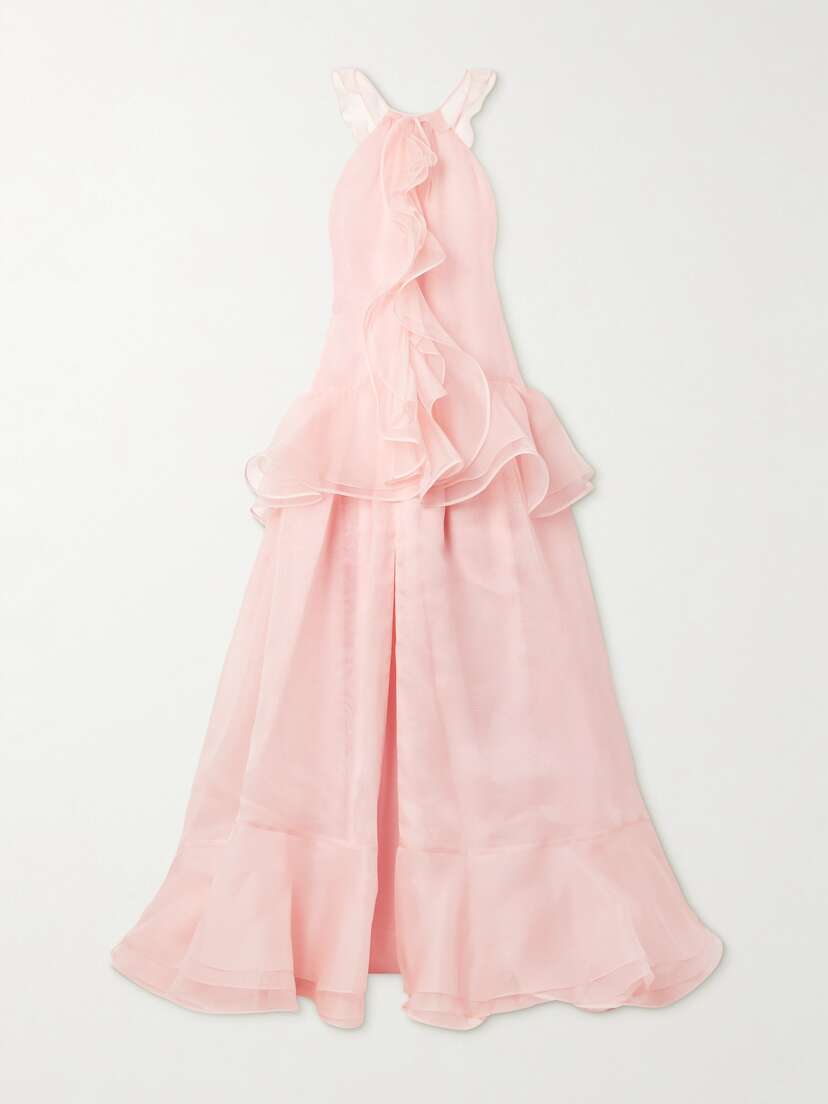 Carolina Herrera Ruffled Silk-organza Halterneck Gown