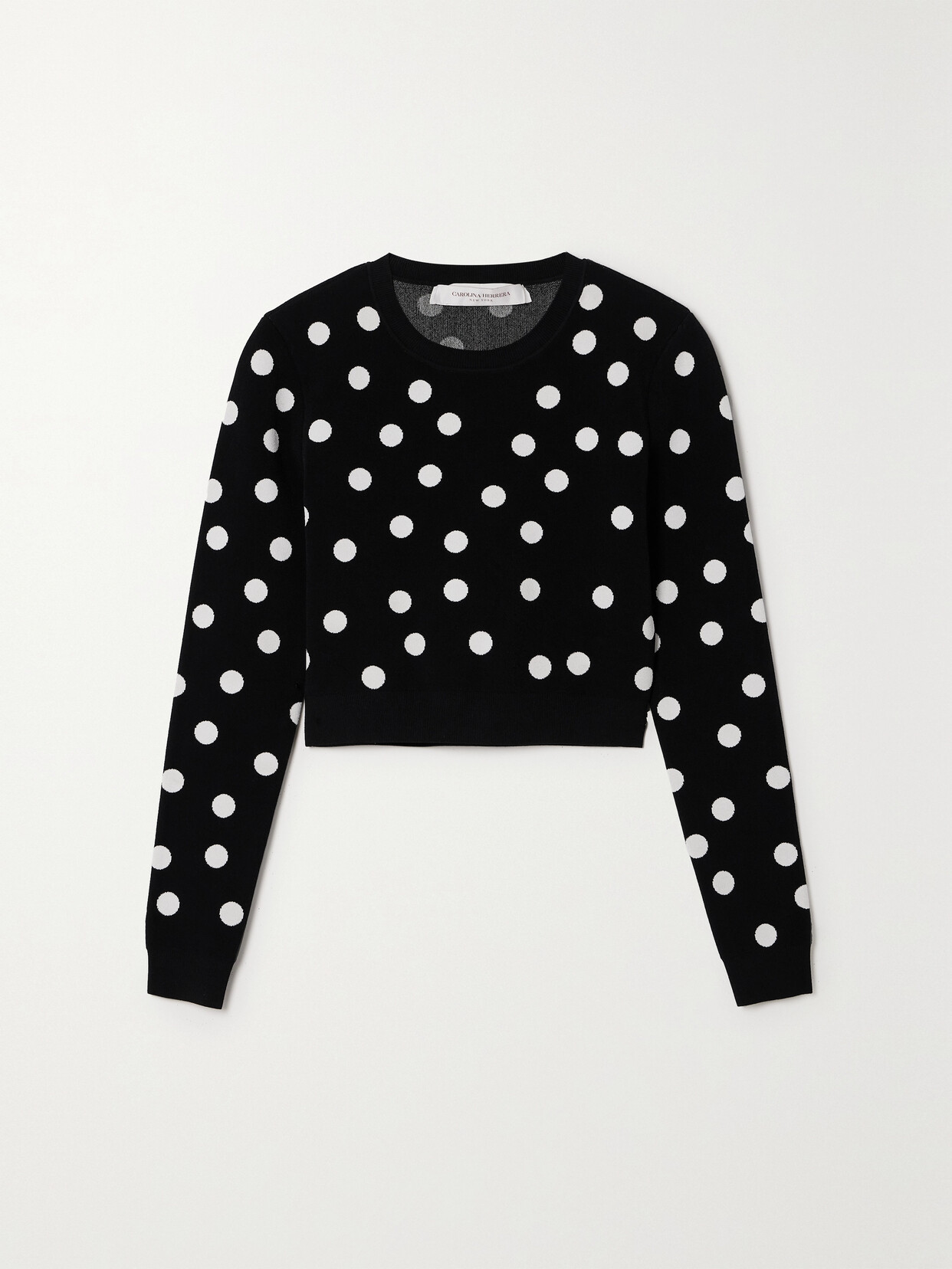 Carolina Herrera Cropped Polka-dot Top In Black White