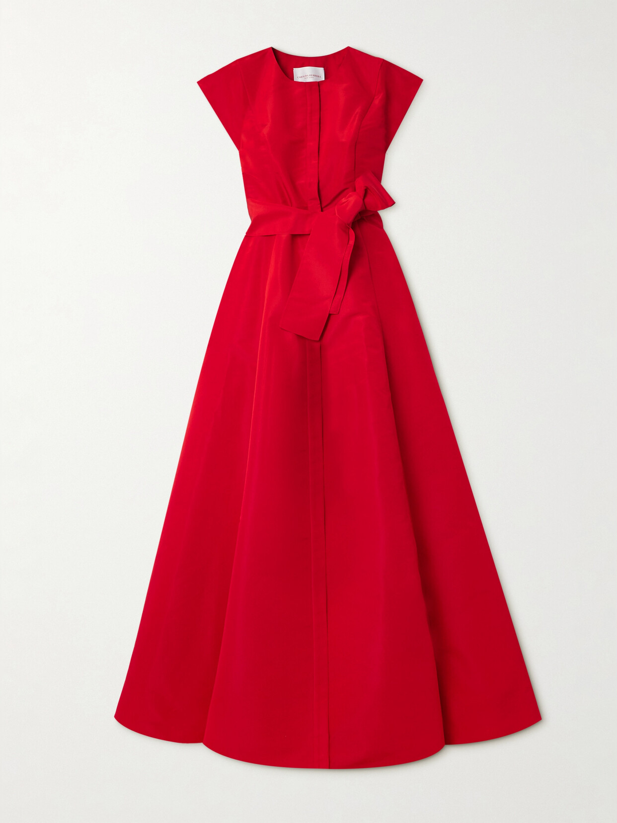 Carolina Herrera Belted Silk-mikado Gown In Red