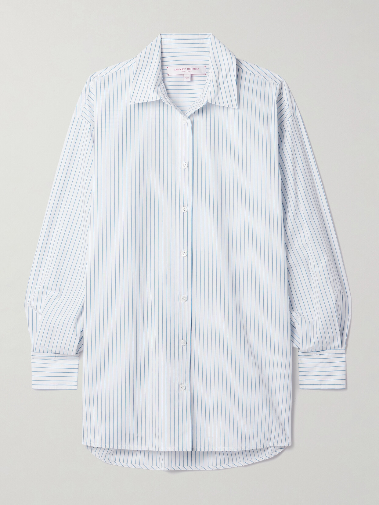 Carolina Herrera - Oversized Striped Cotton-poplin Shirt - Blue