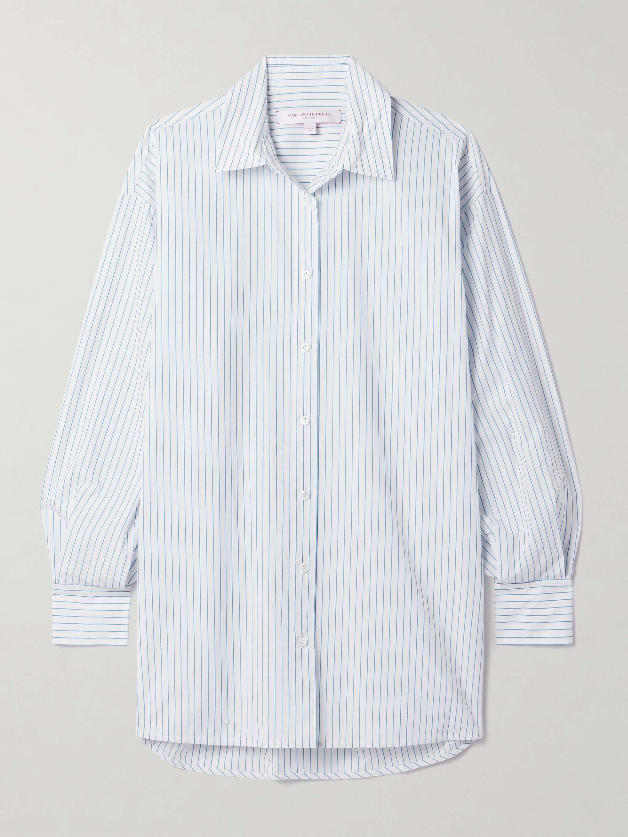 CAROLINA HERRERA Oversized striped cotton-poplin shirt | NET-A-PORTER