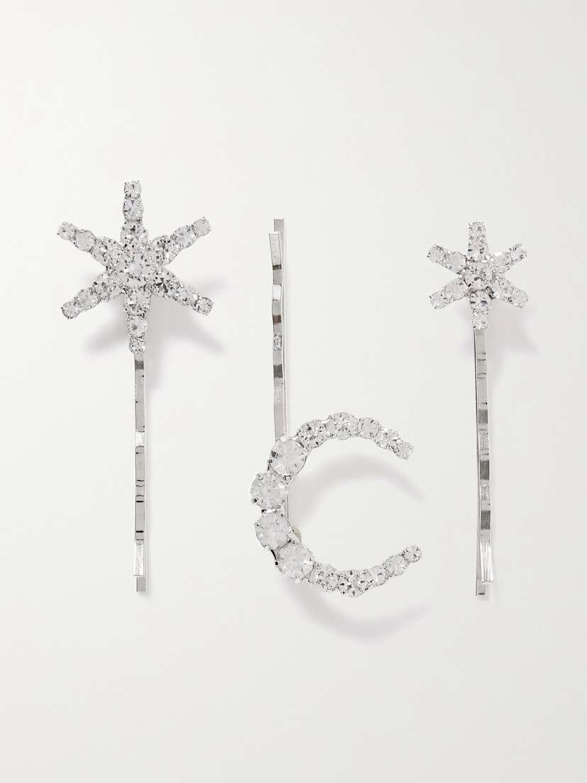 Jennifer Behr Arae Silver-plated Swarovski Crystal Hair Slides