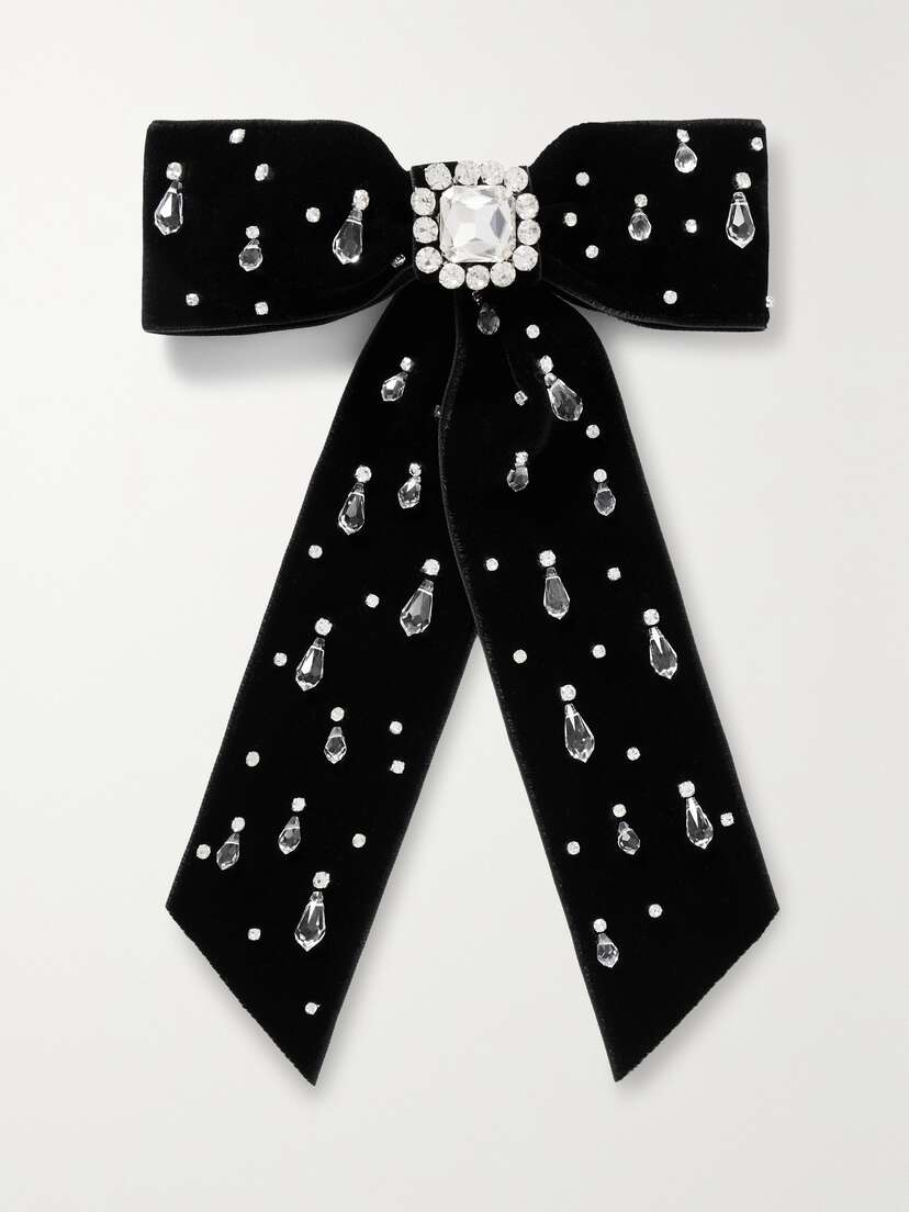 Jennifer Behr Alva Crystal-embellished Velvet Bow Hair Clip