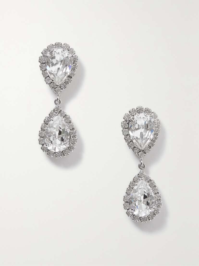 Jennifer Behr Evalina Silver-tone Crystal Earrings