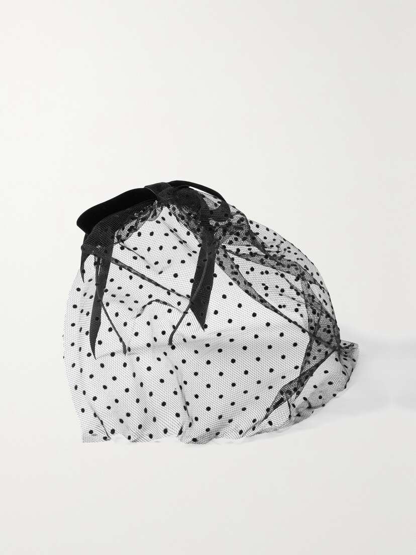 Jennifer Behr Gracen Velvet And Flocked Tulle Headband