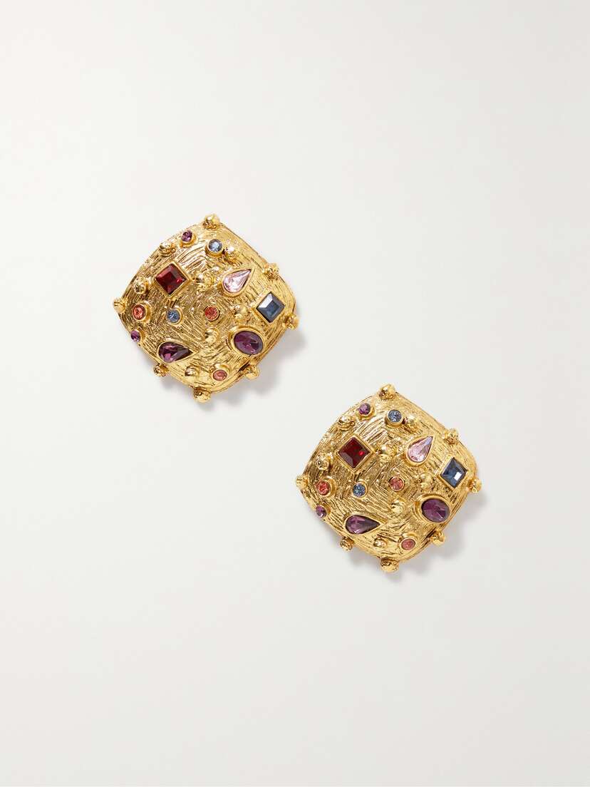 Jennifer Behr Deon Gold-plated Crystal Earrings