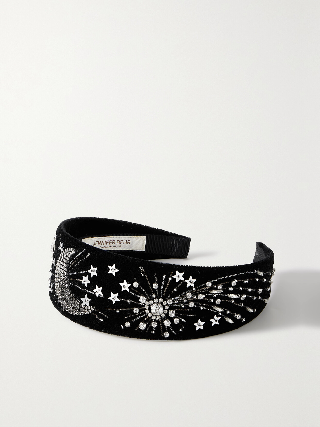 Jennifer Behr Capella Embellished Embroidered Velvet Headband