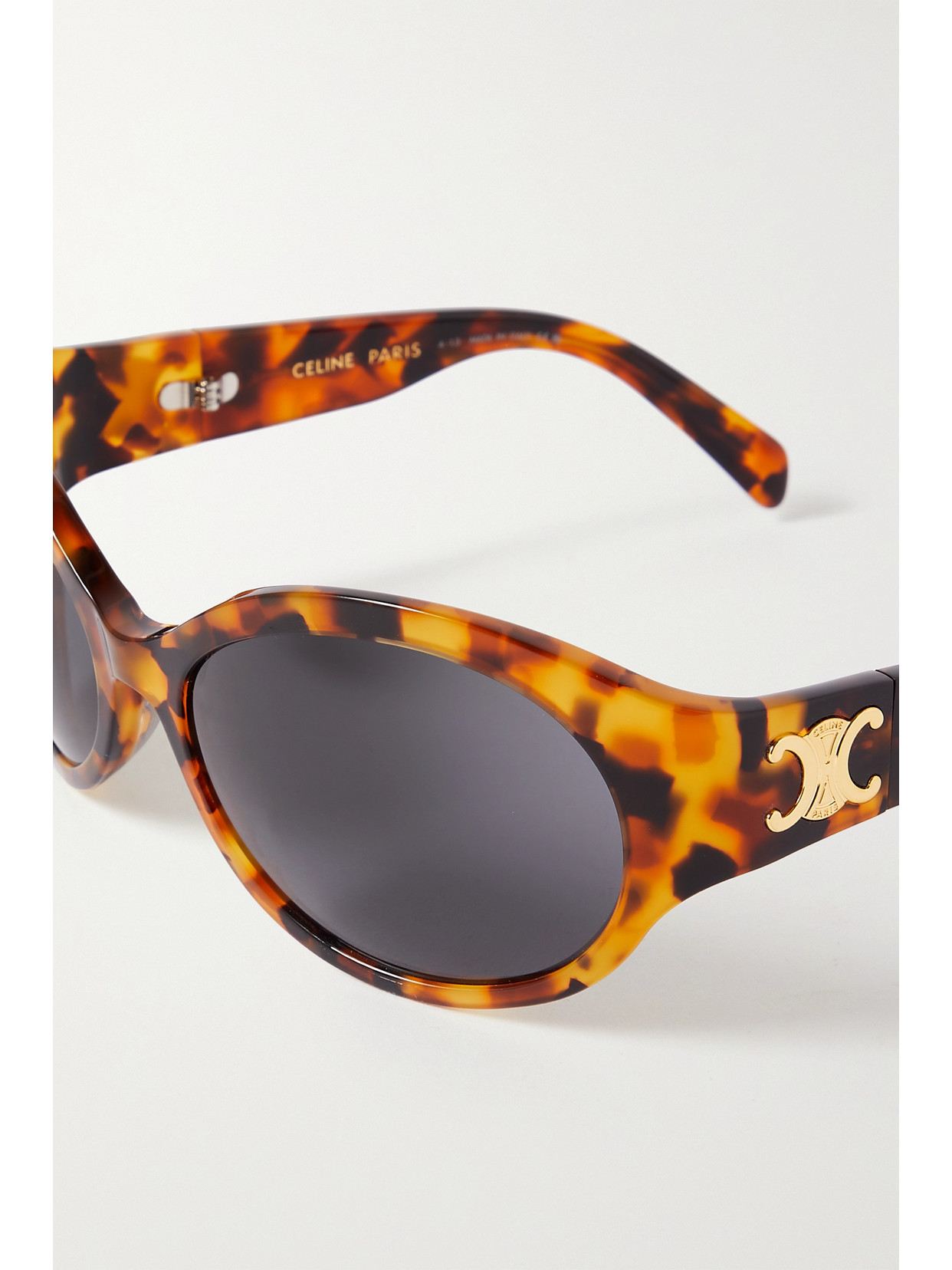 Celine Triomphe Oversized Round-frame Tortoiseshell Acetate Sunglasses In Brown