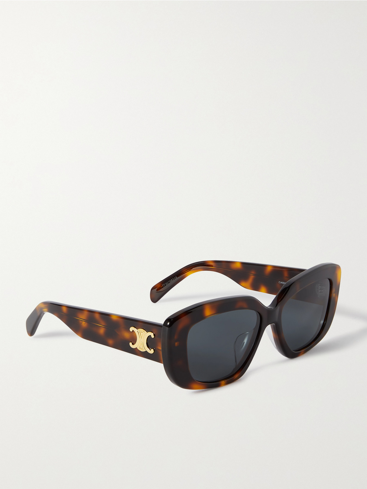 Shop Celine Triomphe Rectangular-frame Tortoiseshell Acetate Sunglasses