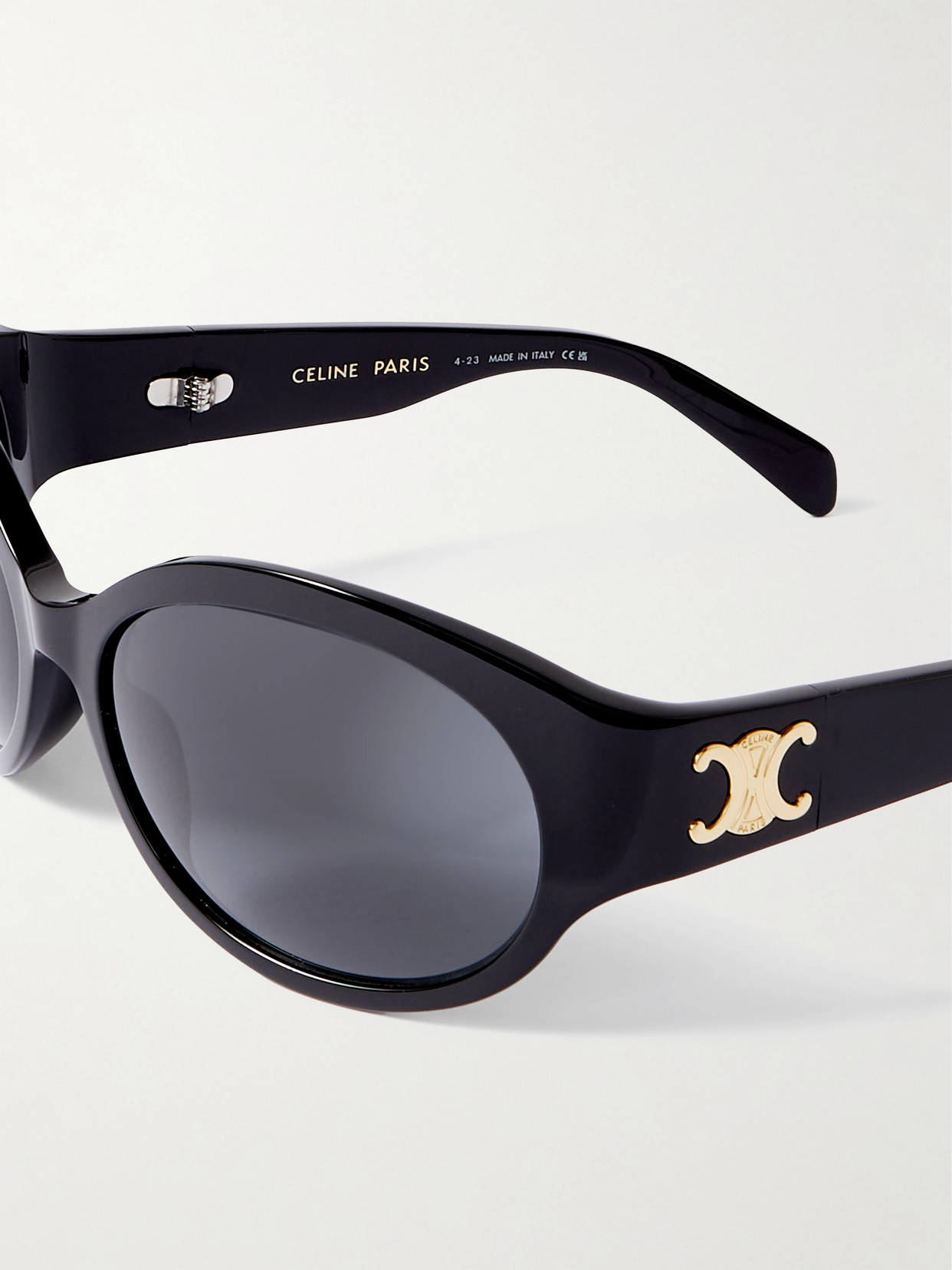 Shop Celine Triomphe Oversized Round-frame Acetate Sunglasses In Black