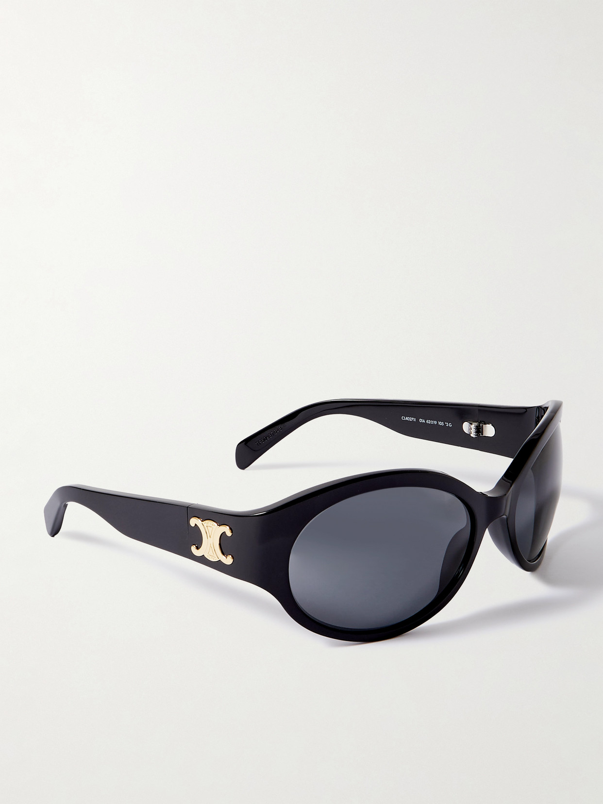 Shop Celine Triomphe Oversized Round-frame Acetate Sunglasses In Black