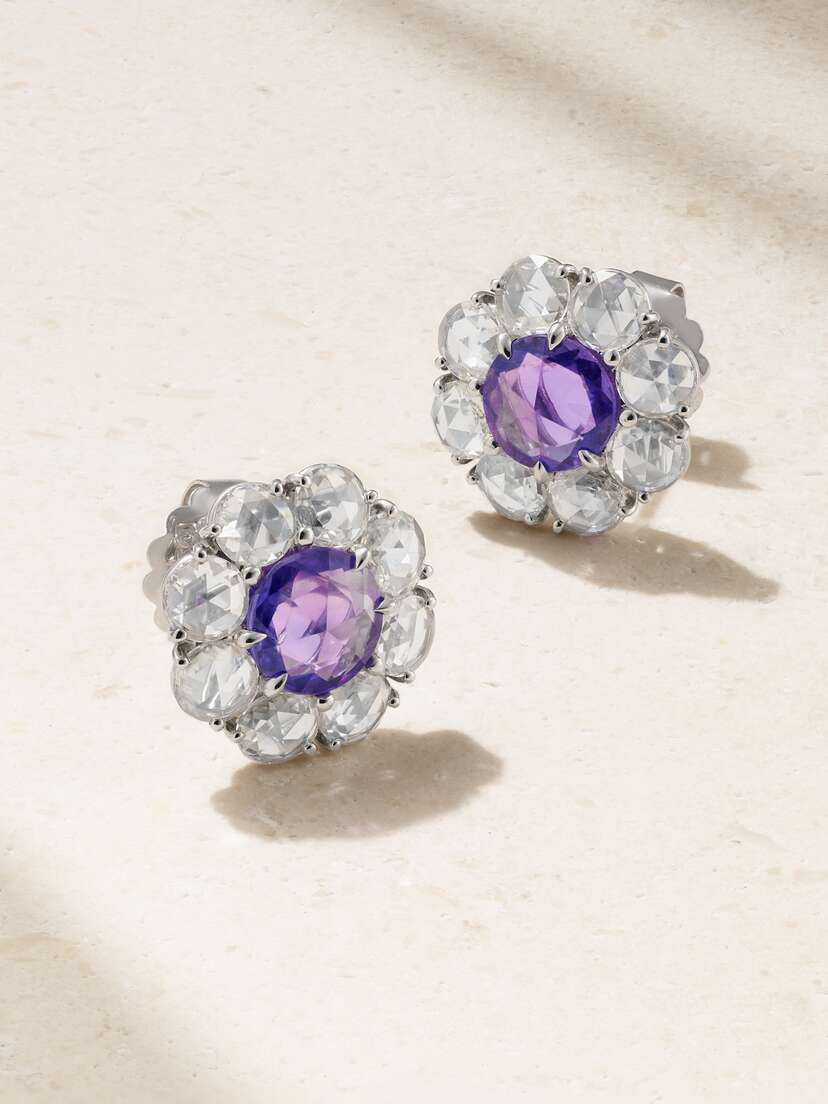 Bayco Platinum Diamond And Sapphire Earrings