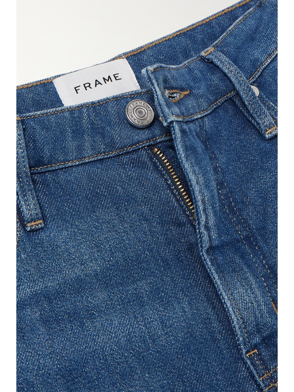 Shop Frame + Net Sustain The Extreme High-rise Flared Jeans In Blue