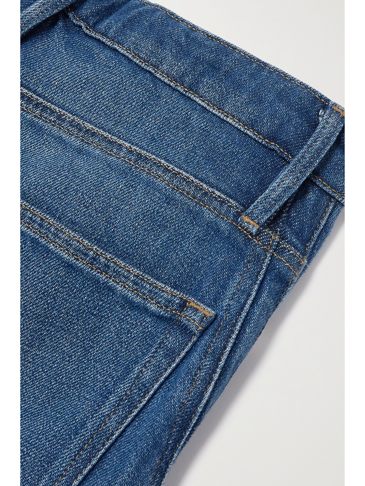 Frame Braided High Waist Crop Mini Bootcut Jeans In Blue
