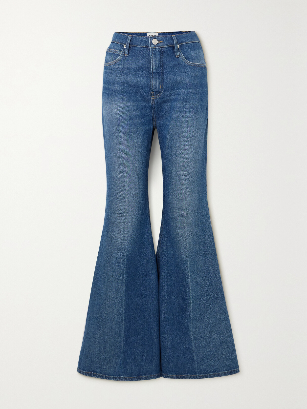 Frame + Net Sustain The Extreme High-rise Flared Jeans In Blue