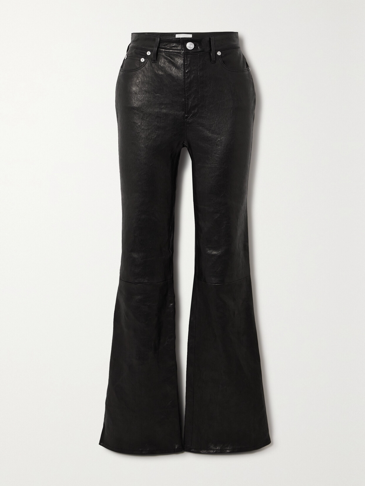 Frame The Slim Stacked Paneled Leather Bootcut Pants In Black