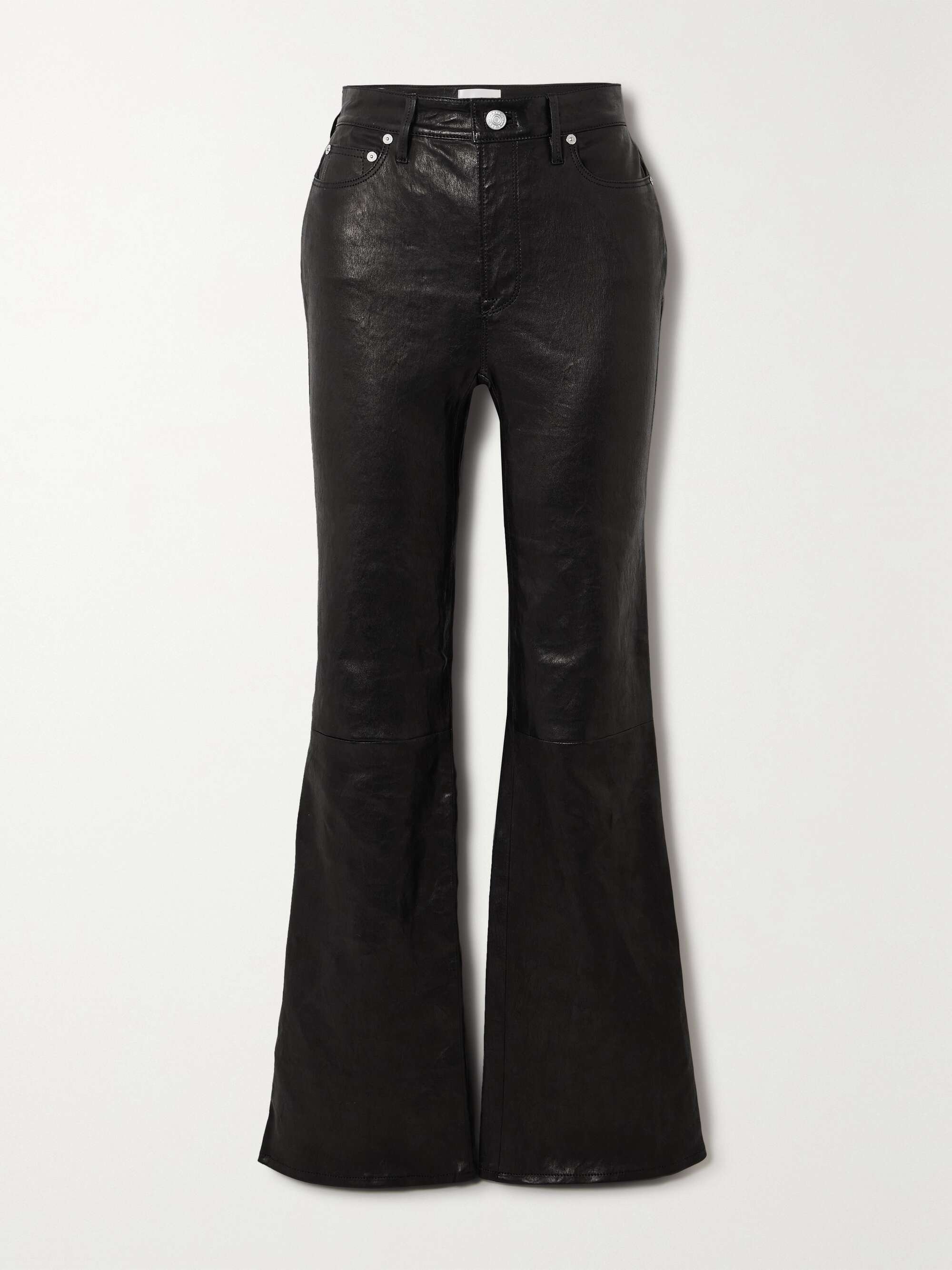 FRAME The Slim Stacked paneled leather bootcut pants