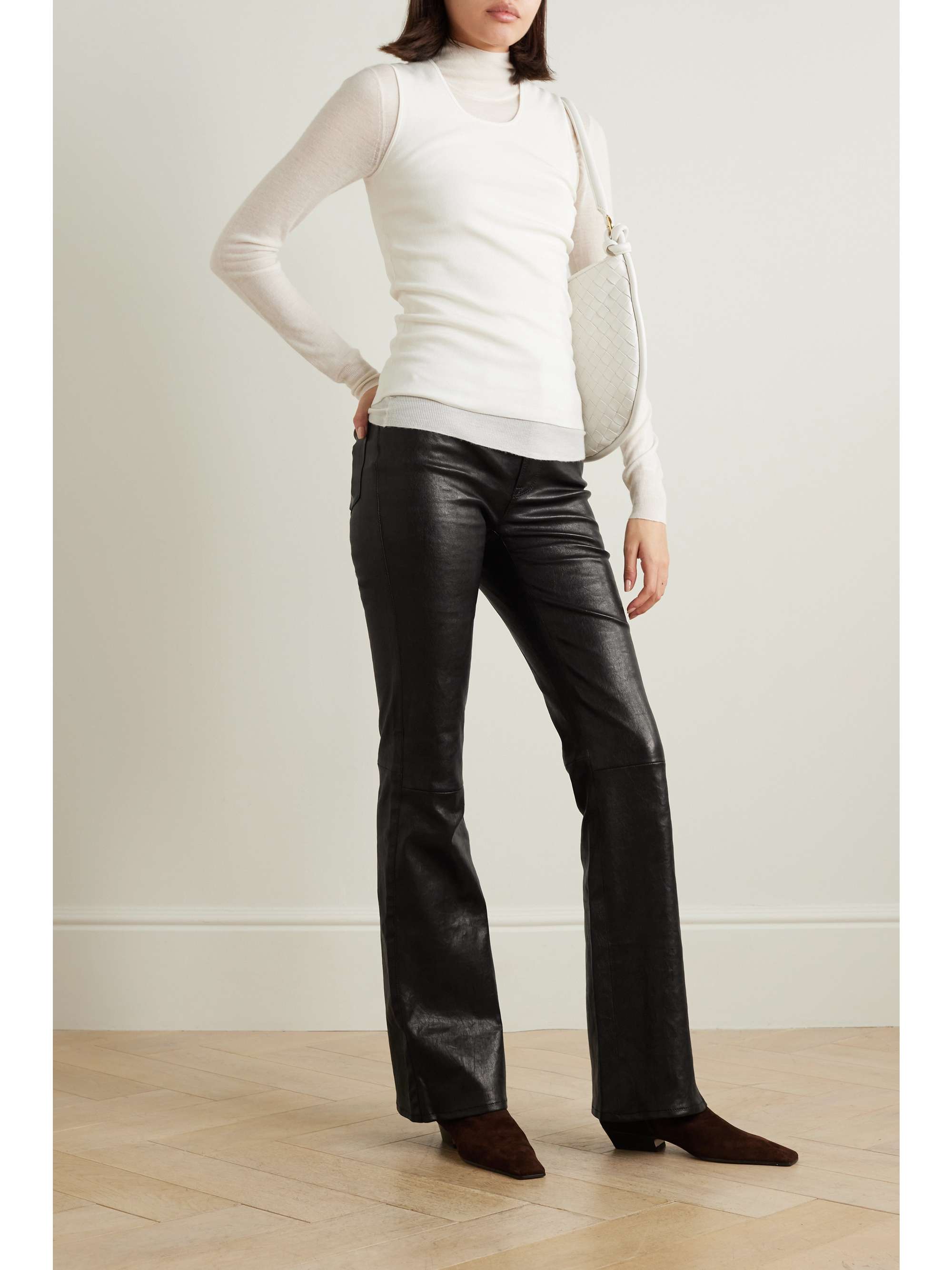 FRAME The Slim Stacked paneled leather bootcut pants