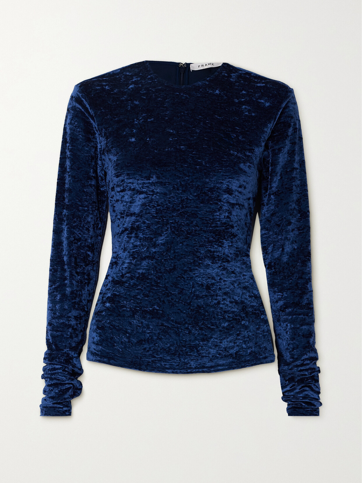 Shop Frame Crushed-velvet Top In Blue