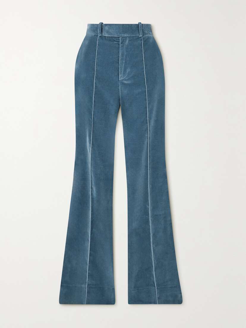 Frame The Slim Stacked Cotton-blend Velvet Straight-leg Pants
