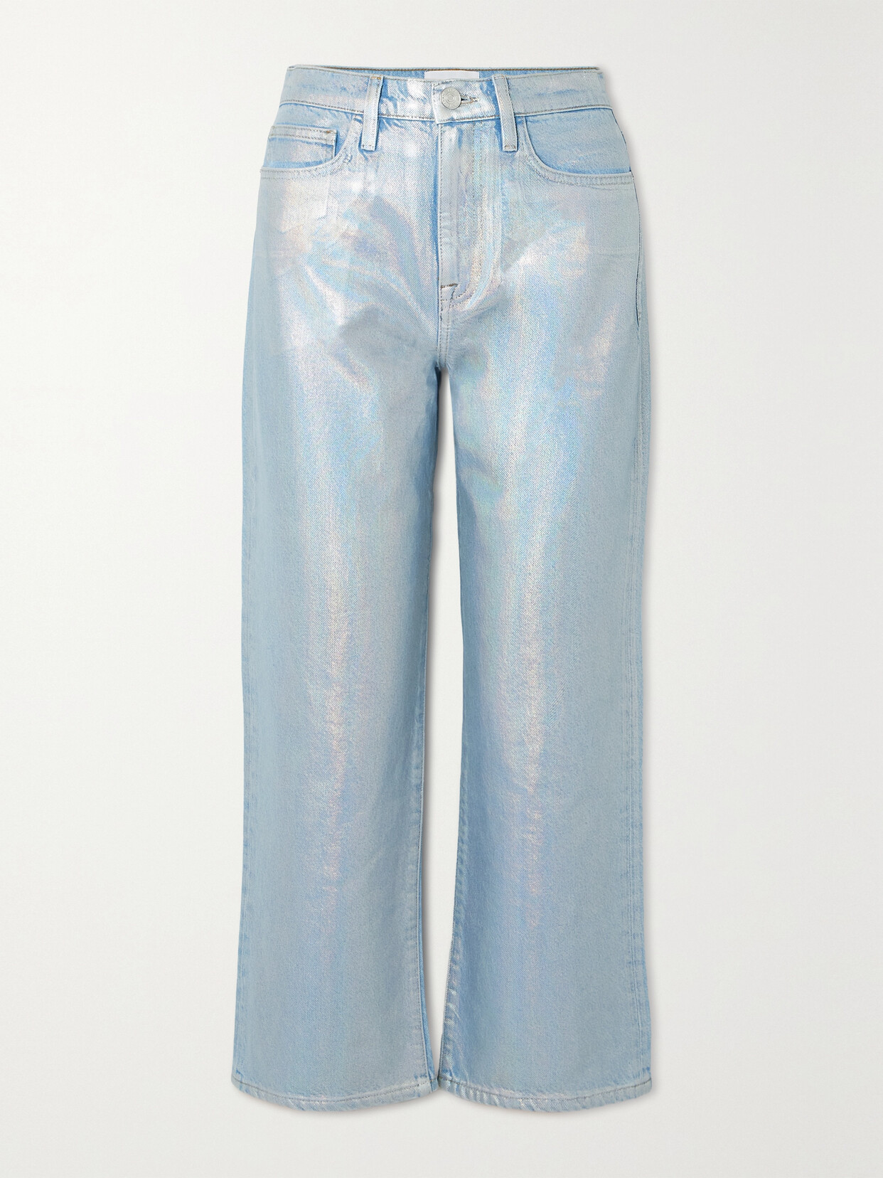 FRAME + Net Sustain Le Jane Cropped Iridescent High-rise Straight-leg Jeans - Silver
